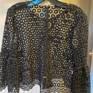 Embroidered crop top with bell sleeve